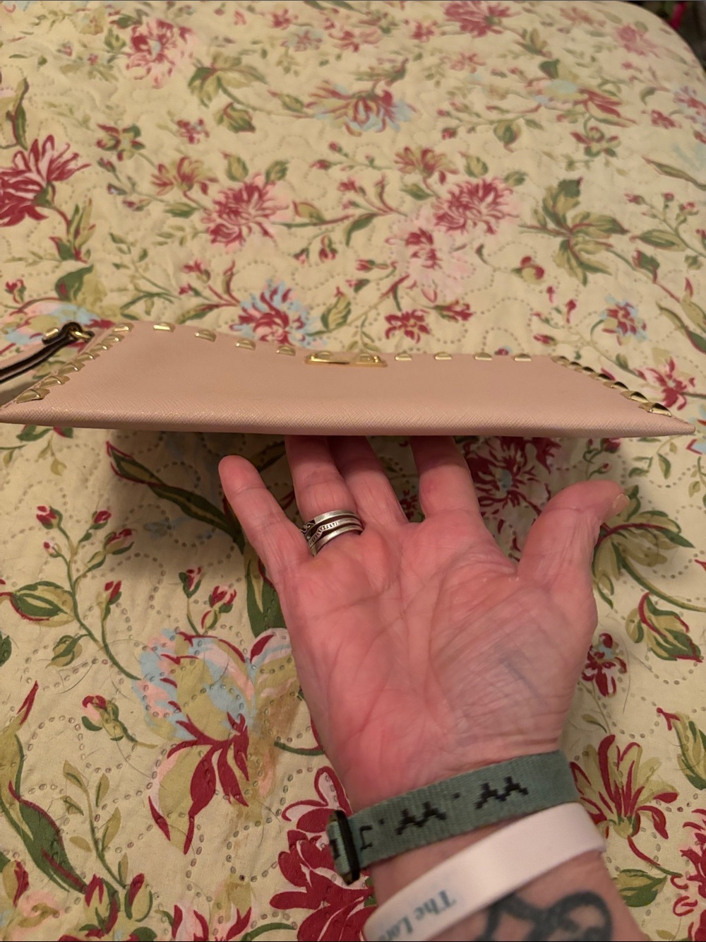 Michael Kors Blush Pink Studded Wristlet Clutch - Picture 4 of 9